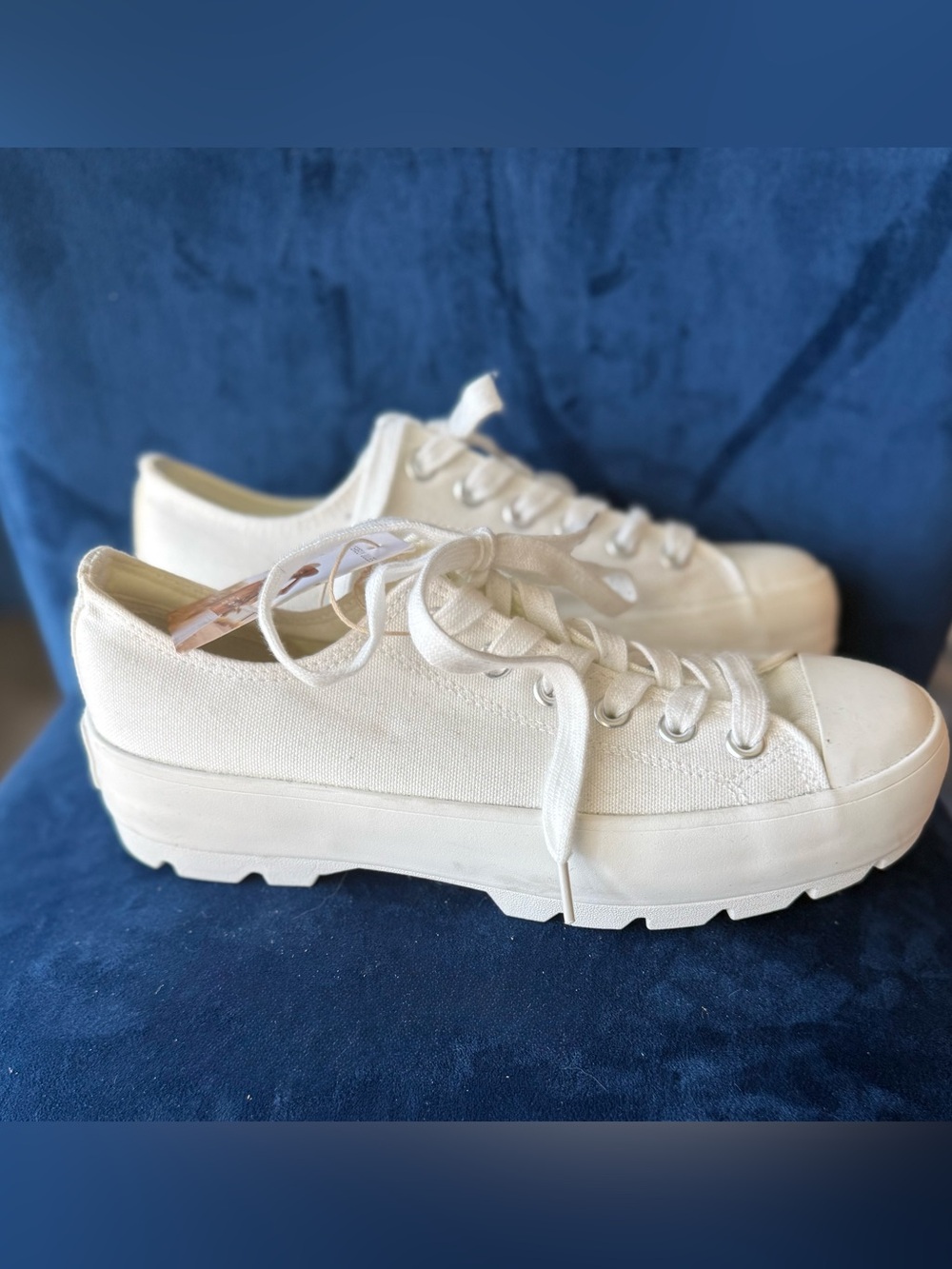 Sincerely Jules Cream Platform Canvas Sneakers